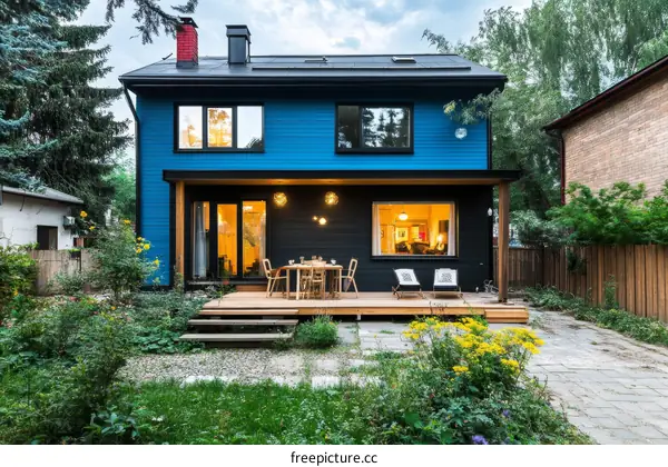 Modern Backyard Patio of a Two-Story House