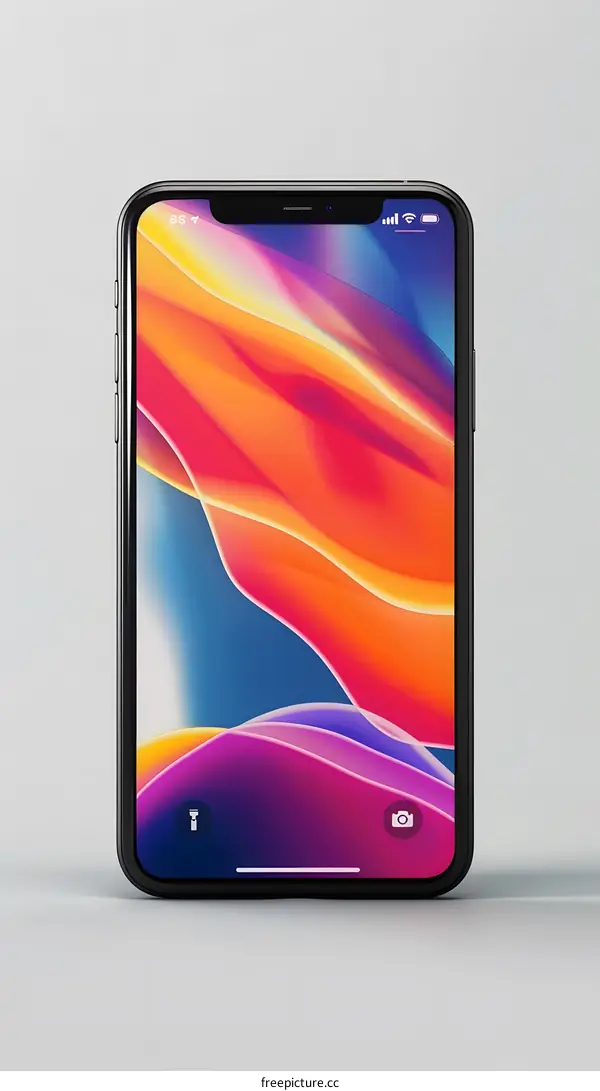 Black Smartphone with Colorful Abstract Background