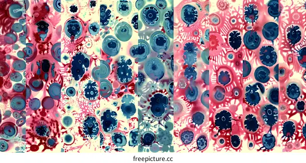 Abstract Art with Red and Blue Circles