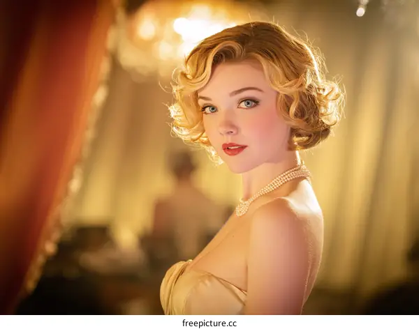 Vintage Woman in Elegant Dress