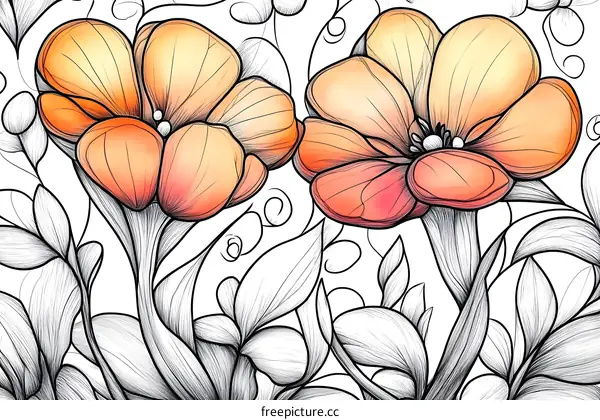 Floral Illustration with Delicate Lines