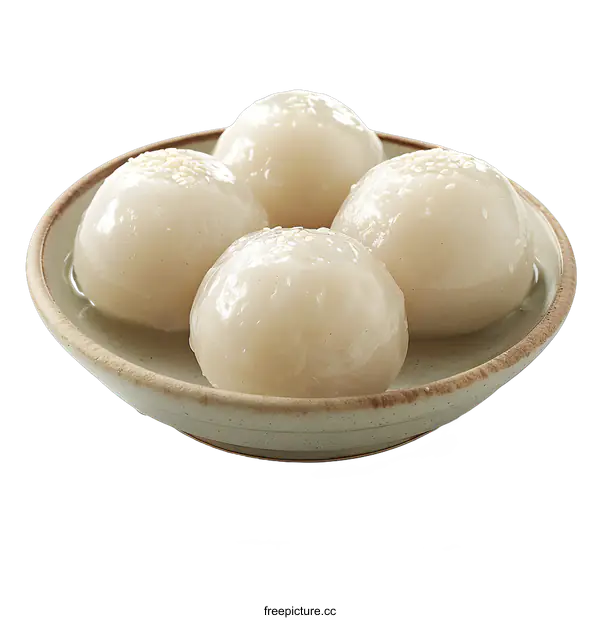 [Transparent Background PNG]Glutinous rice balls with sesame seeds in a bowl