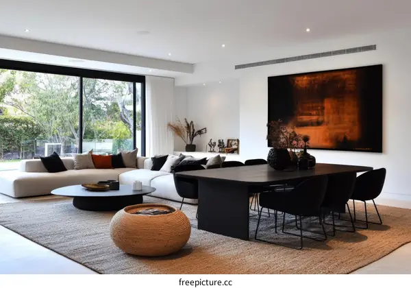 Modern Open-Plan Living Area with Minimalist Style