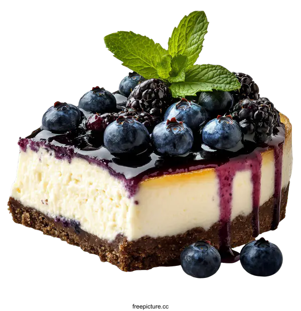 [Transparent Background PNG]Delicious Blueberry Cheesecake Slice