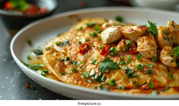 Thai Omelette with Chicken, Chilli and Basil