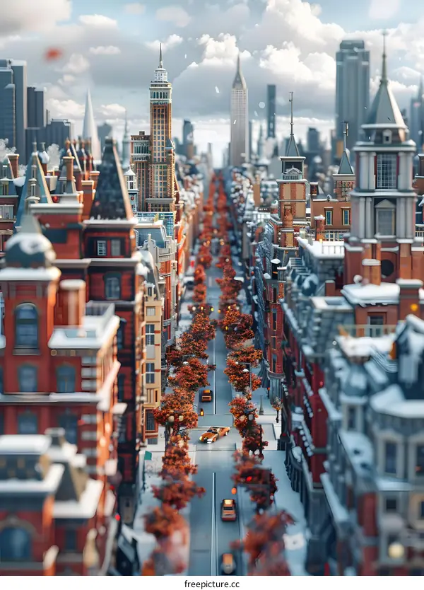 A winter snow scene on Fifth Avenue in New York City