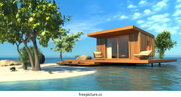 Tropical Wooden Beach House on Stilts