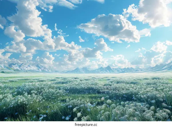 Stunning Mountain Meadow Landscape Illustration