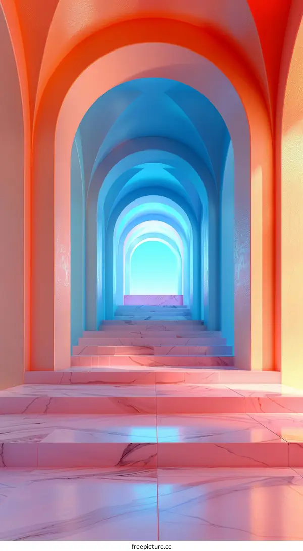 Abstract Archway with Pink and Blue Gradient