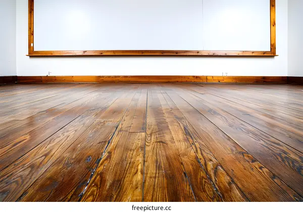 Old Wood Floor With White Wall