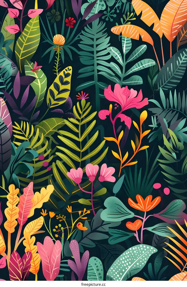 Colorful Tropical Floral Pattern Design