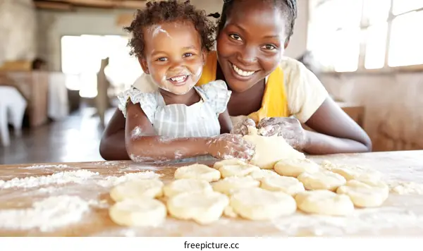Mother and Daughter Baking Together
