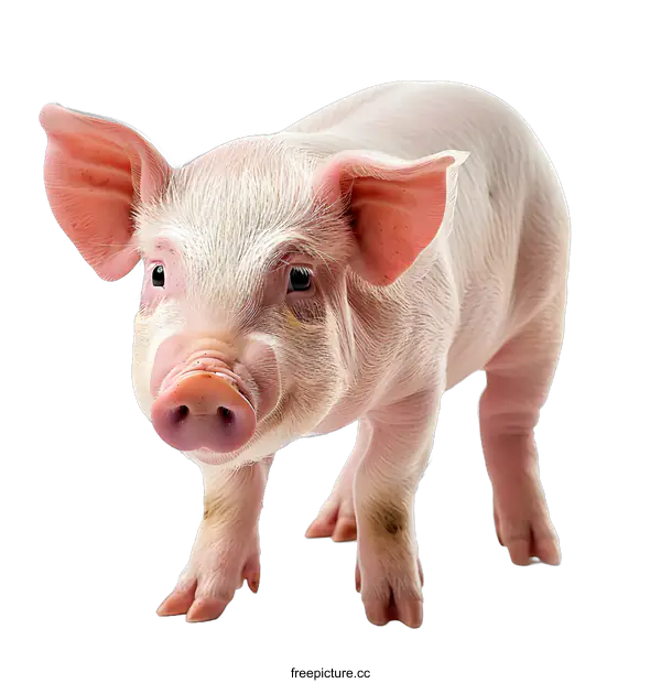 [Transparent Background PNG]Cute Piglet on White Background