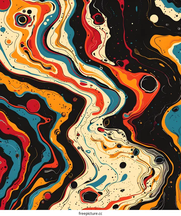 Colorful abstract painting with a hint of retro futurism