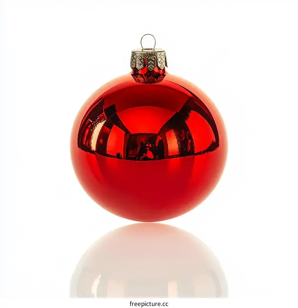 Red Christmas Ornament on White Background