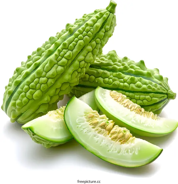 Fresh Green Bitter Melon and Slices