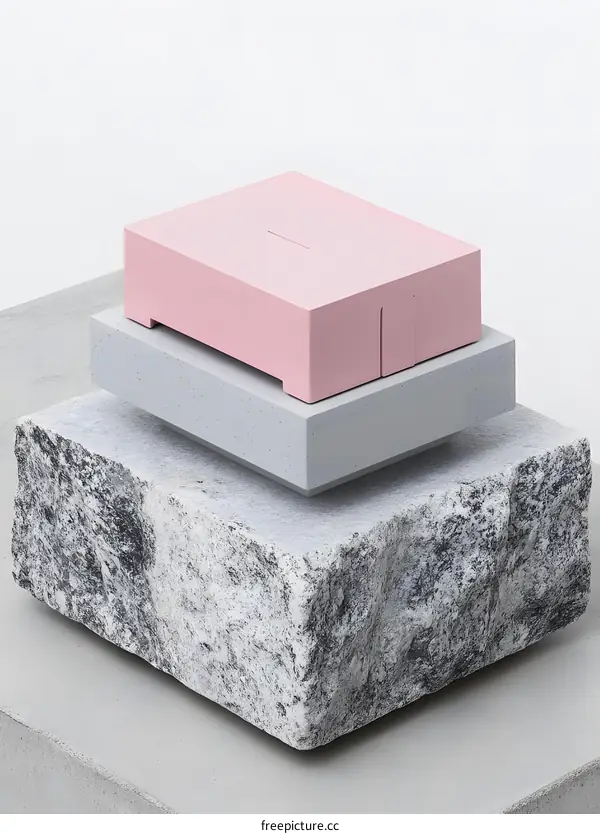 Pink Box on Grey Stone Stack