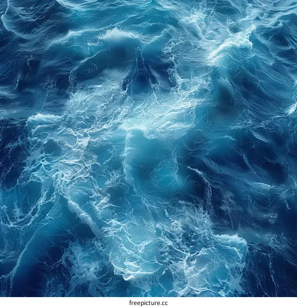 Deep blue sea with white foam