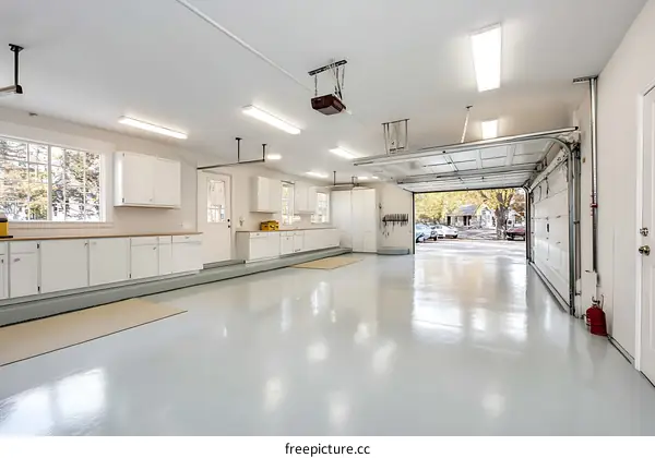 Spacious Modern Garage with Open Door