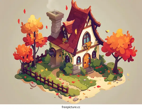 Autumn Cottage Illustration
