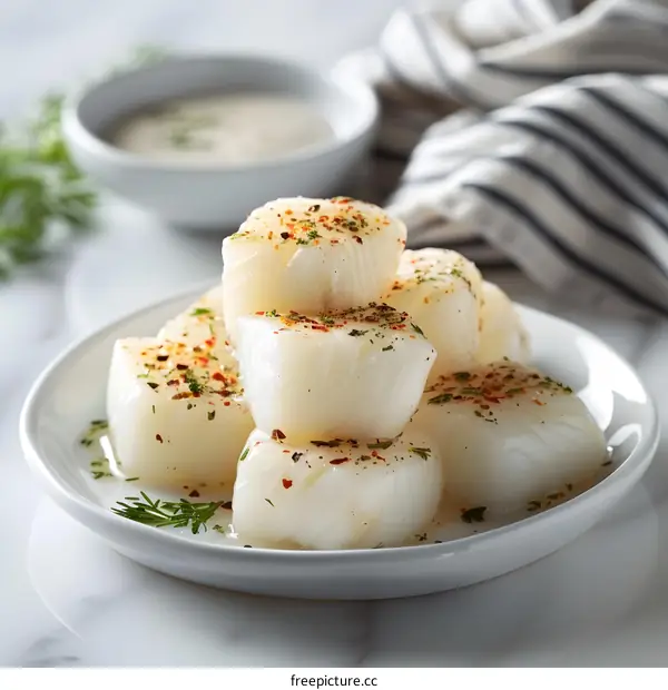 Seasoned Scallops on Plate