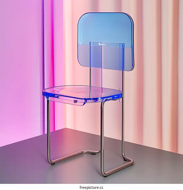 Blue and Silver Modern Transparent Chair