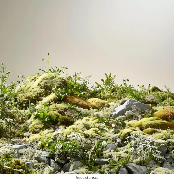 Green Moss and Rocks Nature Background