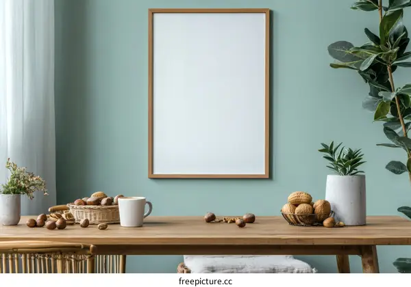 Empty Frame Decorated  Dining Table Interior Design