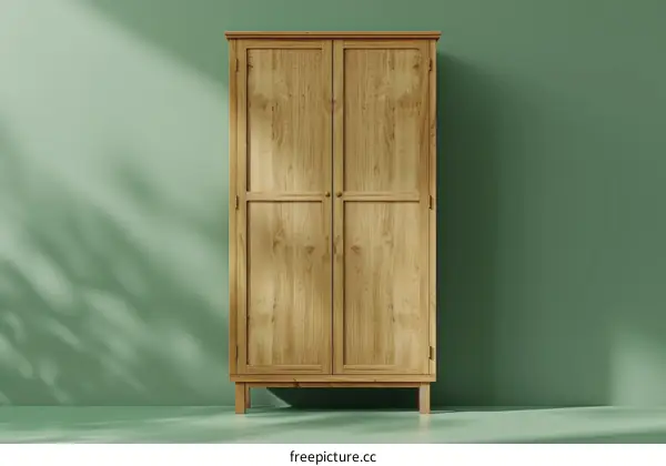 Minimalist wooden wardrobe with two doors and a simple design