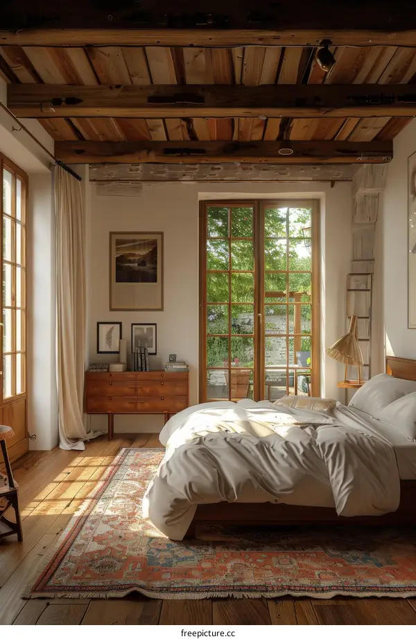 Rustic Wooden Ceiling Bedroom Interior