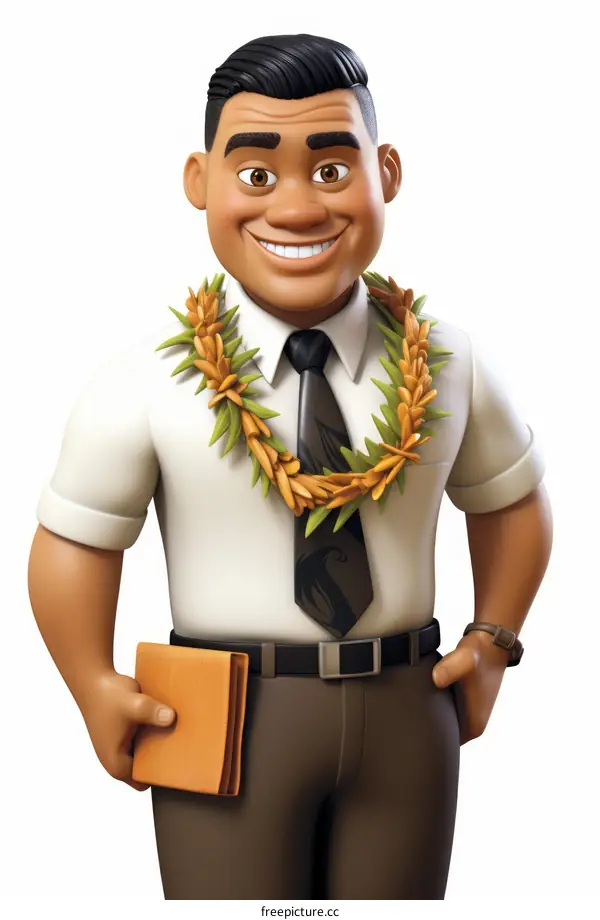 Polynesian Man with Hawaiian Lei