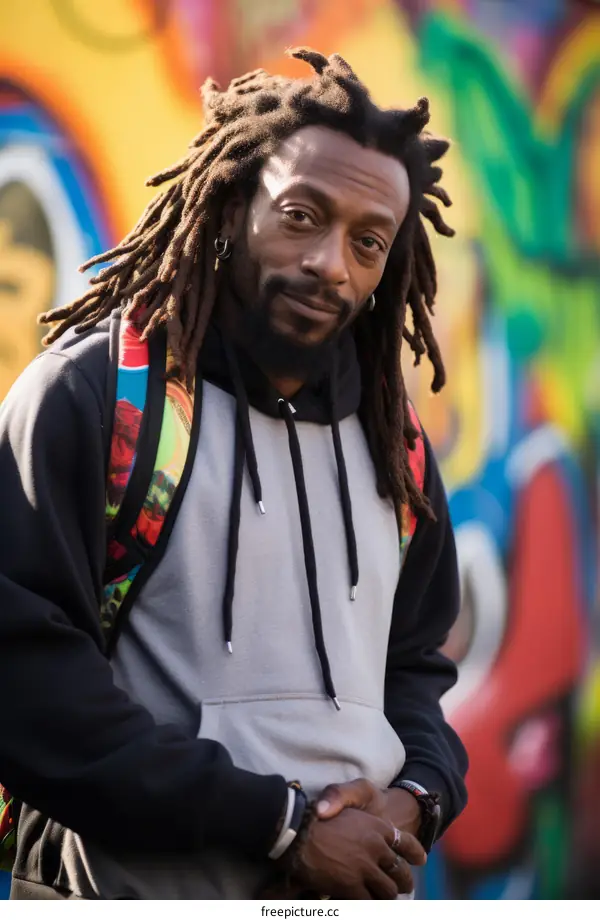portrait of a black man with dreadlocks