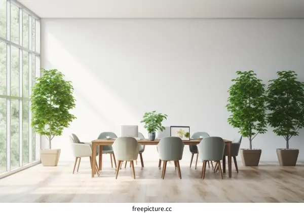 Bright and Airy Office Space with Plants