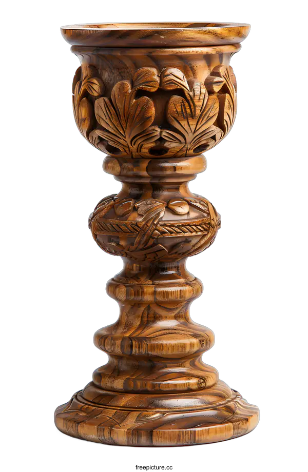 [Transparent Background PNG]Wooden candlestick on white background