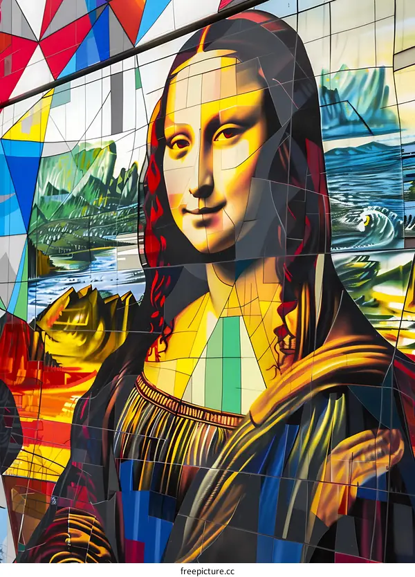 Modern Art Mural of Mona Lisa