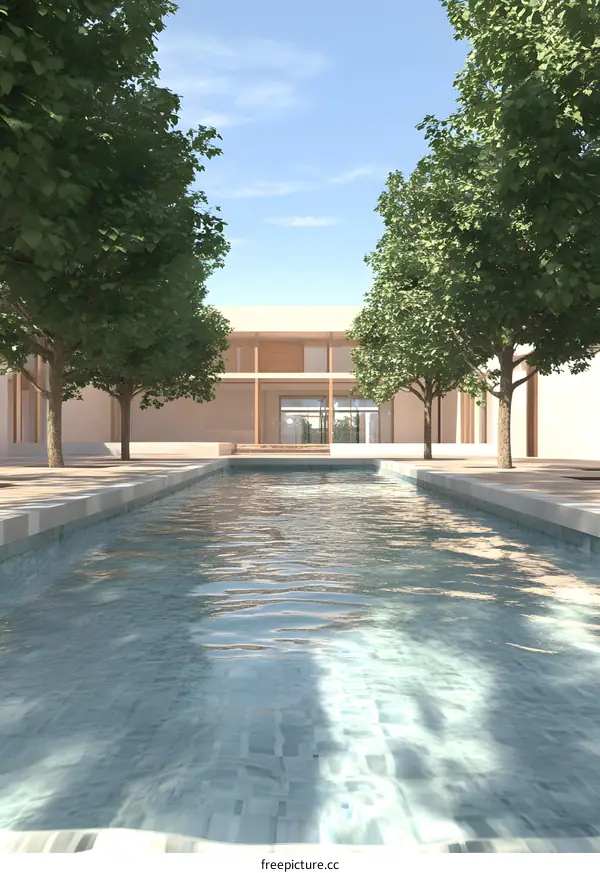 Modern Minimalist House with Pool and Trees