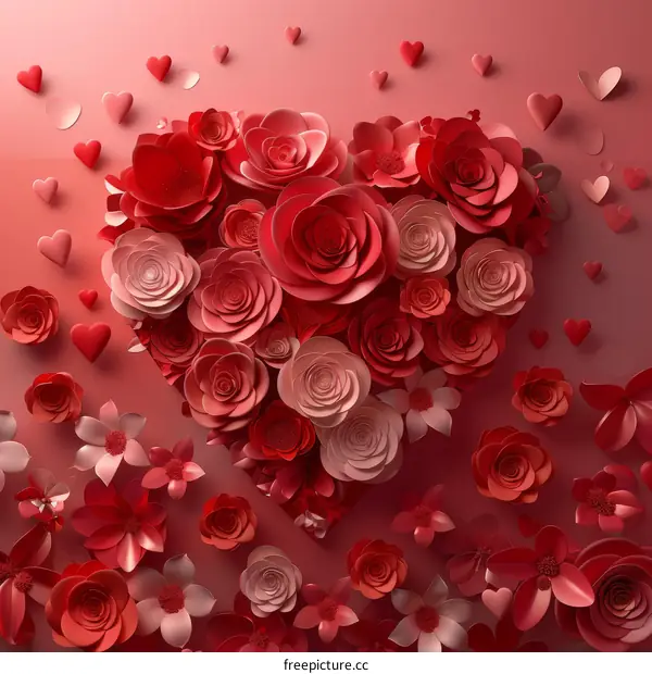 Heart Shaped Paper Flowers for Valentine's Day