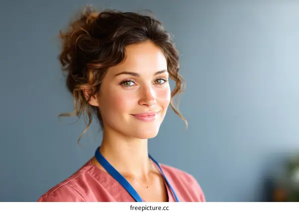 Smiling Woman in Medical Uniform Portrait