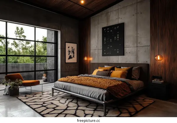 Modern Industrial Bedroom Interior Design