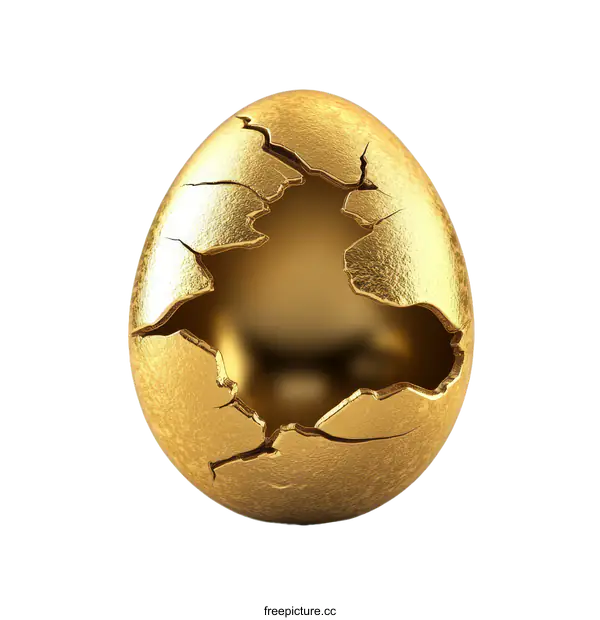 [Transparent Background PNG]Cracked Golden Egg Illustrative Design