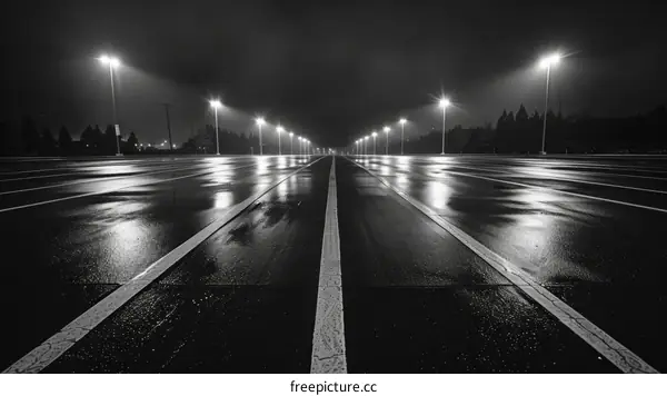 Empty Parking Lot at Night