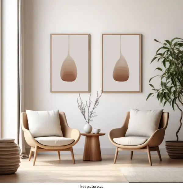 Modern Living Room with Minimalist Paintings