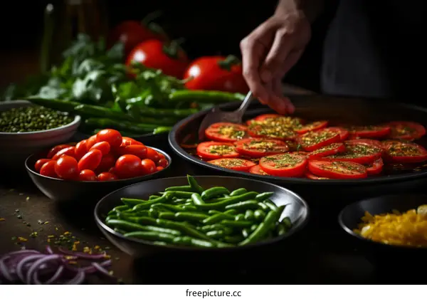 Chef is preparing a delicious meal with fresh ingredients