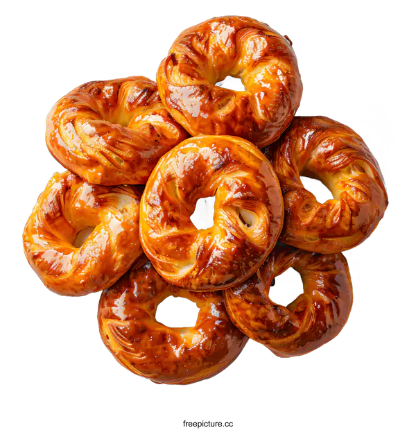 [Transparent Background PNG]A plate of glazed ring doughnuts
