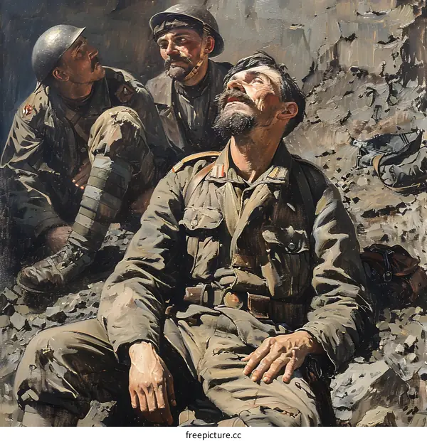 Three Soldiers in a Trench