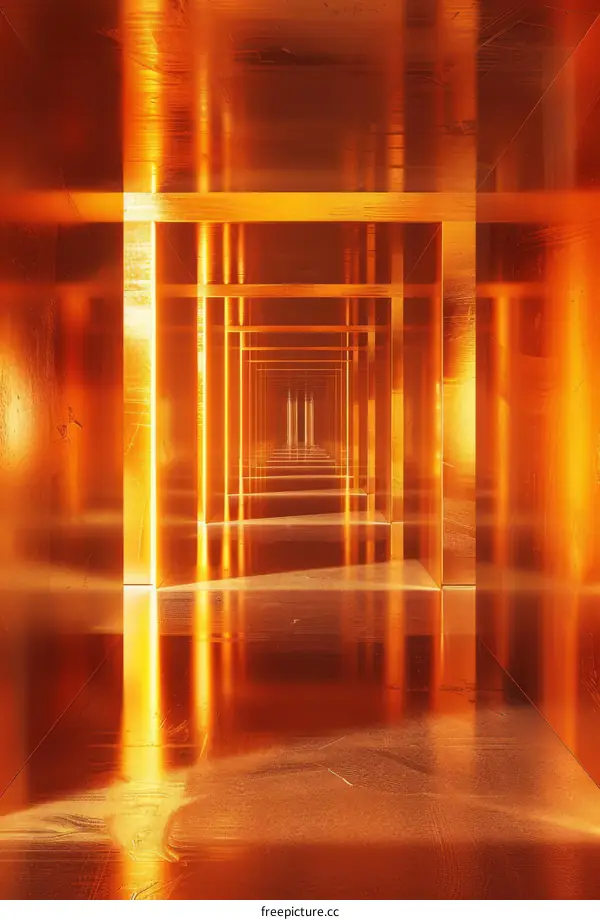 Golden Copper Architectural Corridor Illusion
