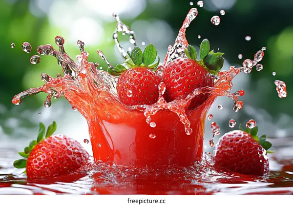Strawberry Splash in Water