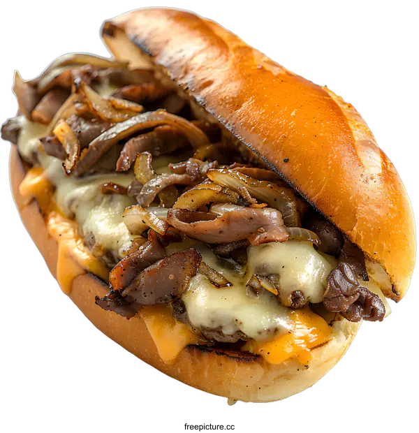 [Transparent Background PNG]Delicious Philly Cheesesteak Sandwich