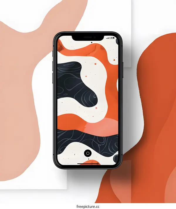 Abstract Phone Wallpaper with Orange and Black Swirls
