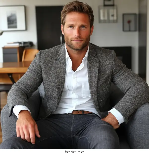 Handsome Caucasian Man in Formal Wear